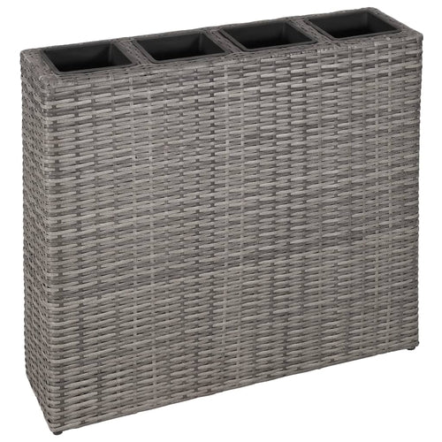 Garden Raised Bed with 4 Pots Poly Rattan Grey - Chic Plant Boutique