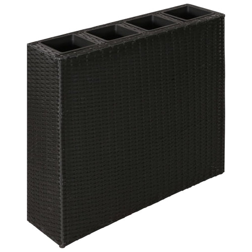 Garden Raised Bed with 4 Pots Poly Rattan Grey - Chic Plant Boutique