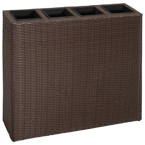Garden Raised Bed with 4 Pots Poly Rattan Grey - Chic Plant Boutique