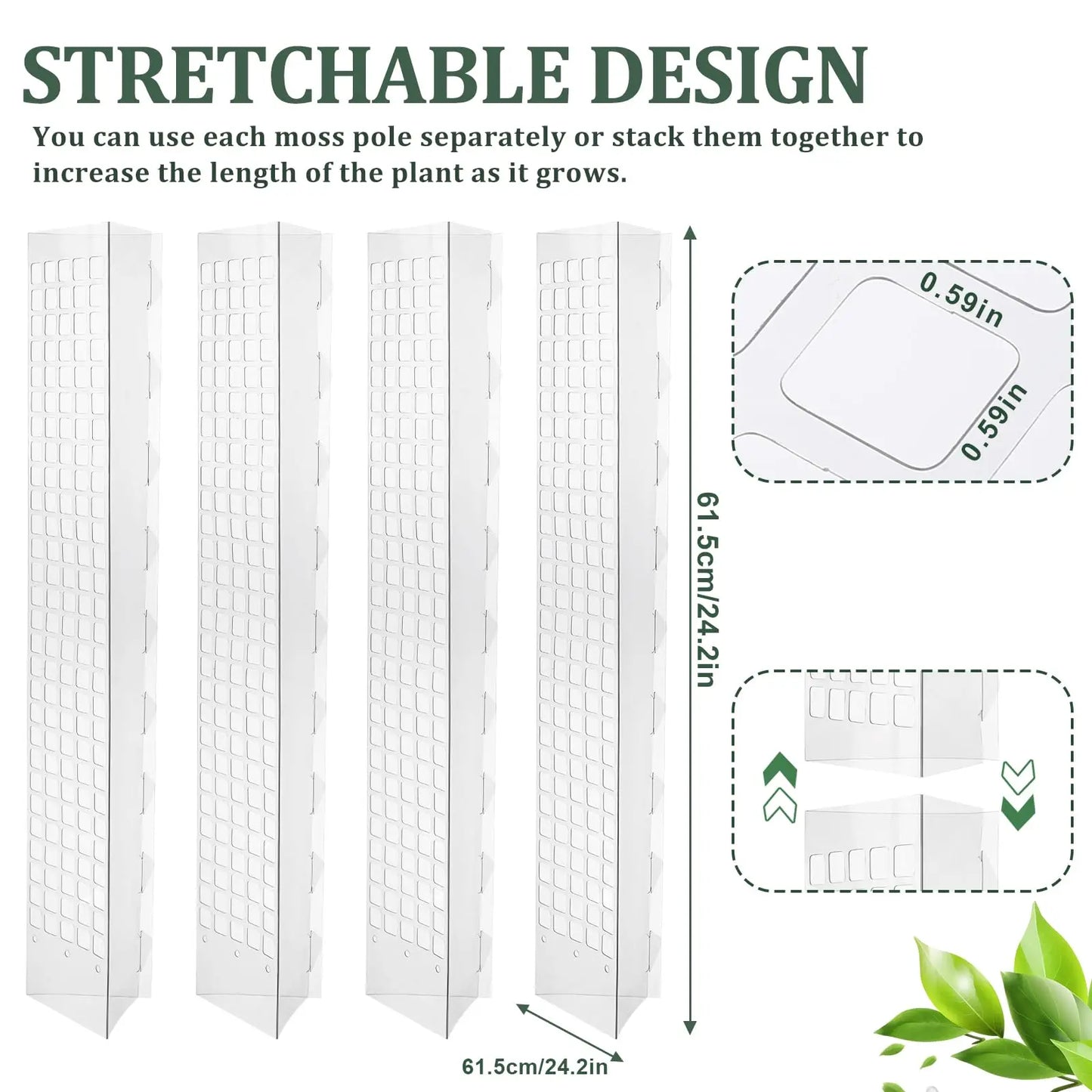 Moss Pole Plastic Plant Support | Indoor Climbing Plant Pole for Vines