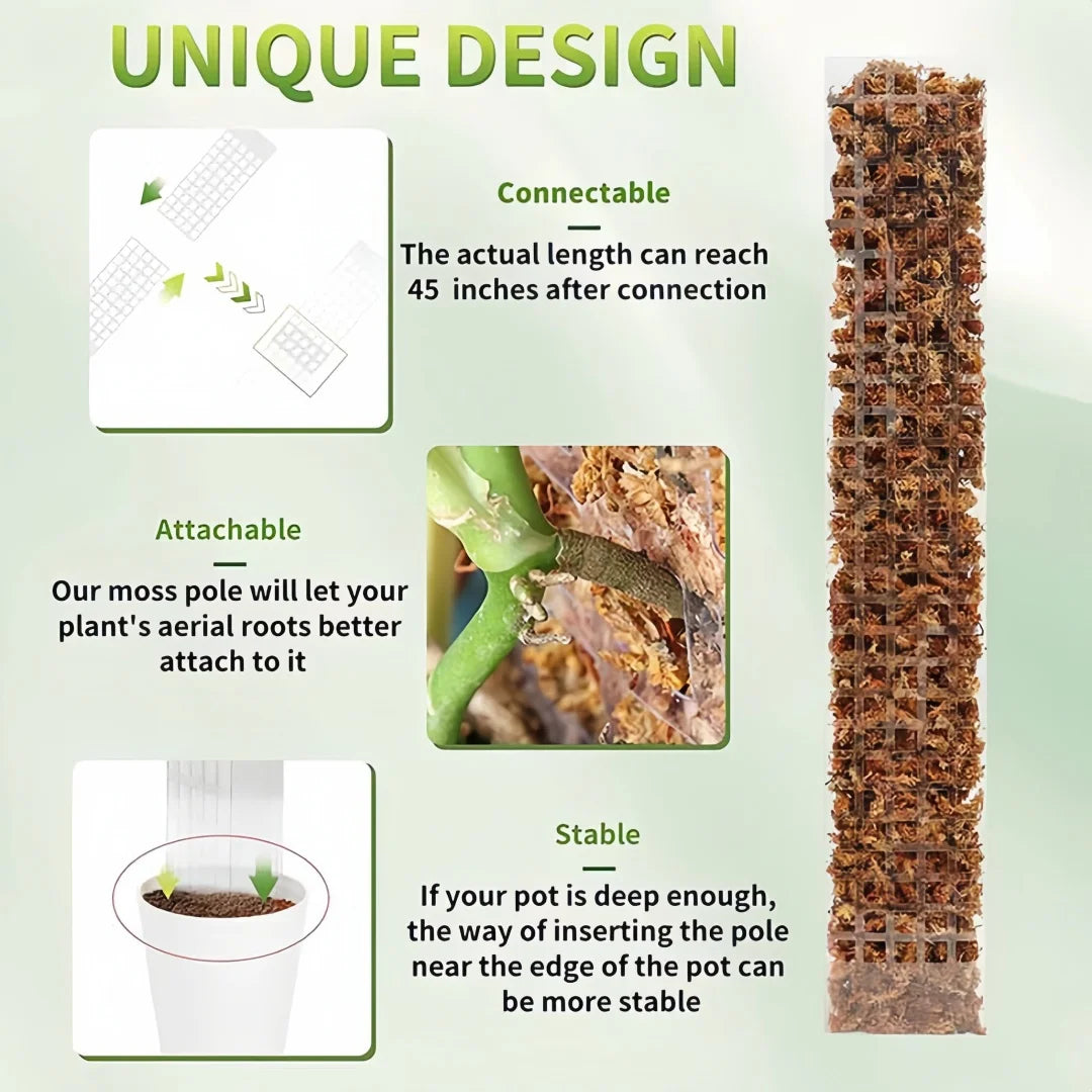 Moss Pole Plastic Plant Support | Indoor Climbing Plant Pole for Vines