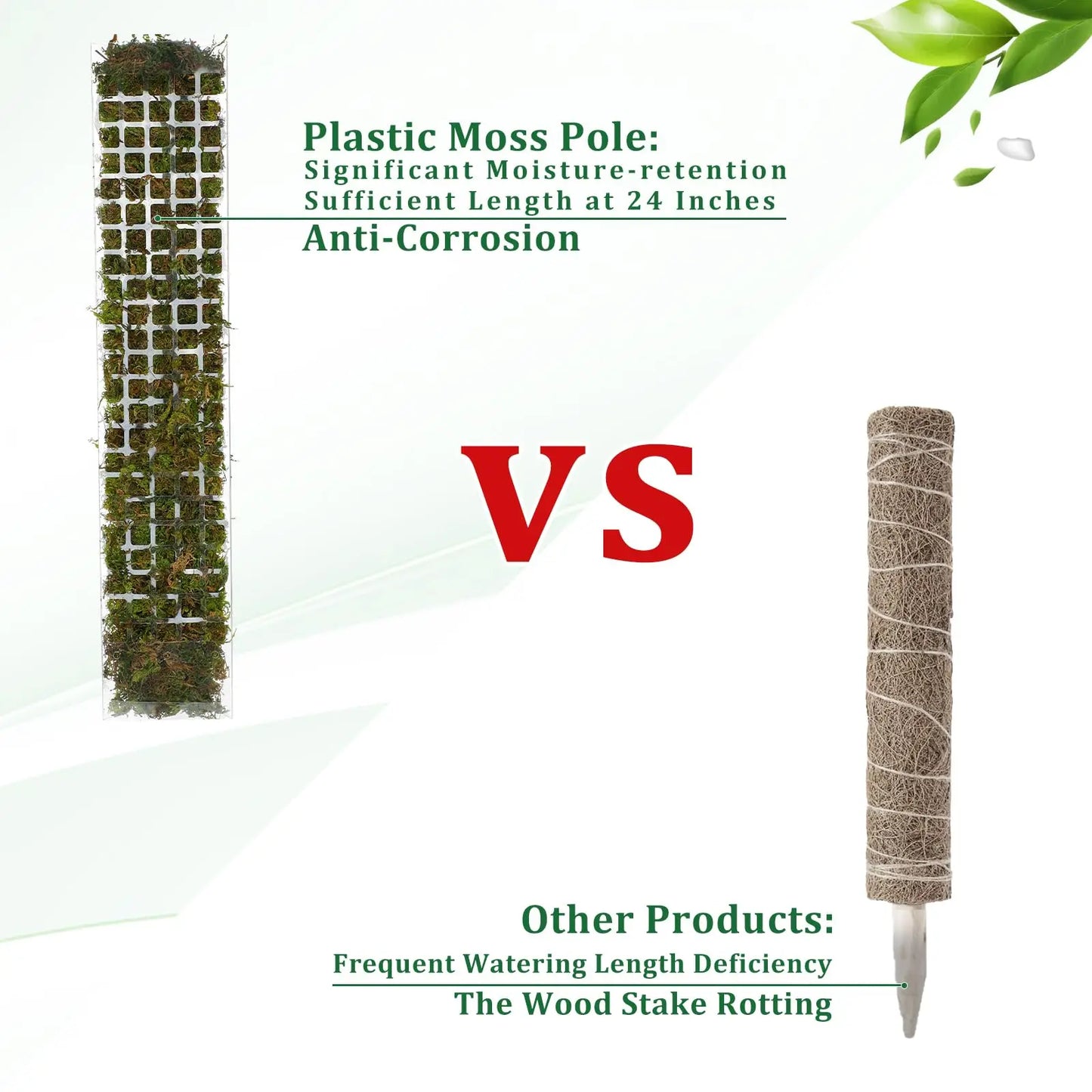 Moss Pole Plastic Plant Support | Indoor Climbing Plant Pole for Vines