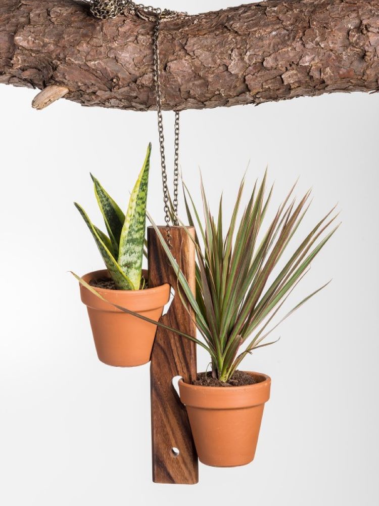 2 Pot Hanging/ Standing Plant Holder 12" x 2" base 4" x 4" - Chic Plant Boutique