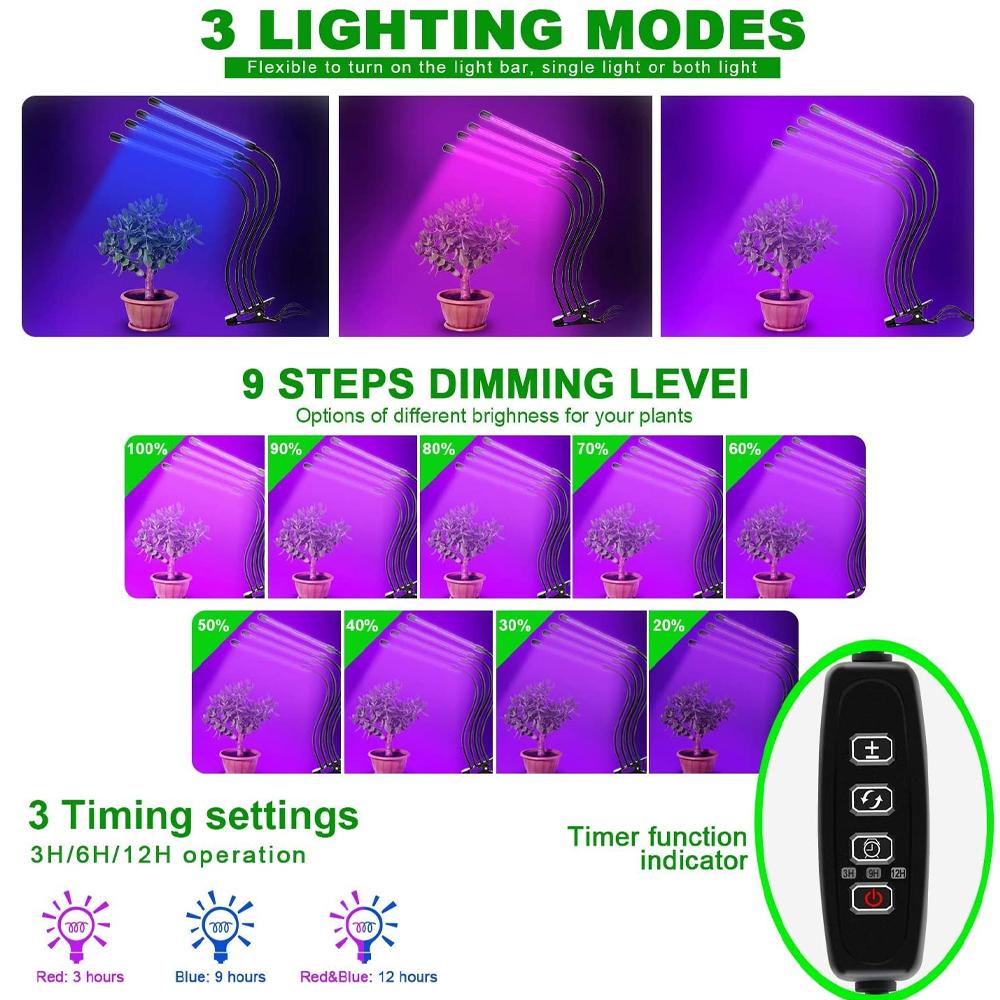 LED Grow Light USB Phyto Lamp Full Spectrum Fitolampy With Control - Chic Plant Boutique