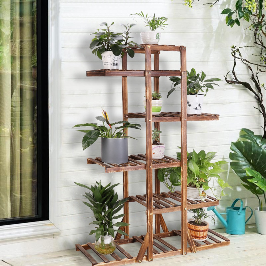 Indoor 6 Tier Wooden Plant Home Decor Stand - Chic Plant Boutique