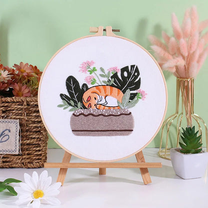 DIY Cat Embroidery Needlework Kit for Beginners | Starter Kit