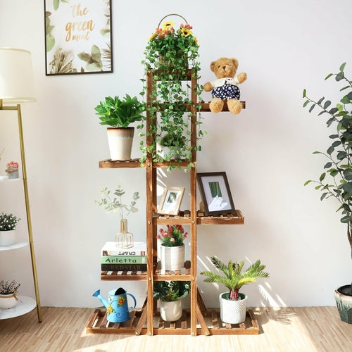 Indoor 6 Tier Wooden Plant Home Decor Stand - Chic Plant Boutique