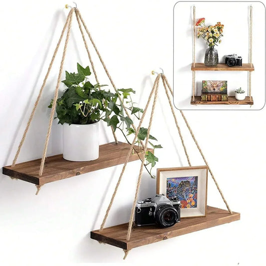 Wooden Hanging Wall Shelf